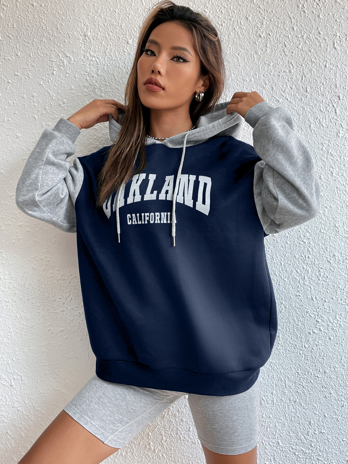 SPS001 Letter Graphic Colorblock Drop Shoulder Drawstring Thermal Hoodie,Long Sleeve Tops Graduation,Back To School Outfits,Graduation,Teacher Outfits For Women,Back To School Pullover Fall Outfit(Can be customized printing)