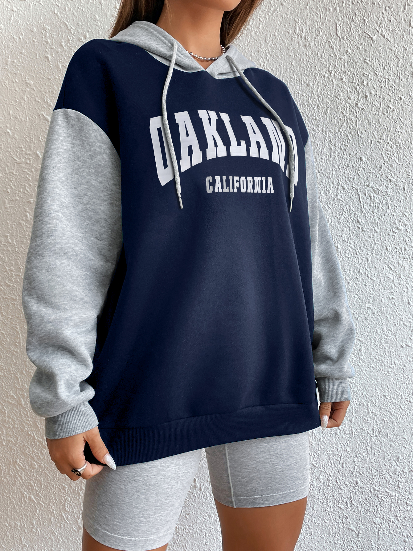 SPS001 Letter Graphic Colorblock Drop Shoulder Drawstring Thermal Hoodie,Long Sleeve Tops Graduation,Back To School Outfits,Graduation,Teacher Outfits For Women,Back To School Pullover Fall Outfit(Can be customized printing)