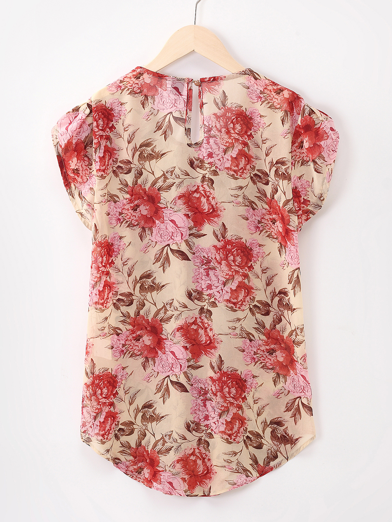 Holidaya Floral Print Pleated Cap Sleeve Top