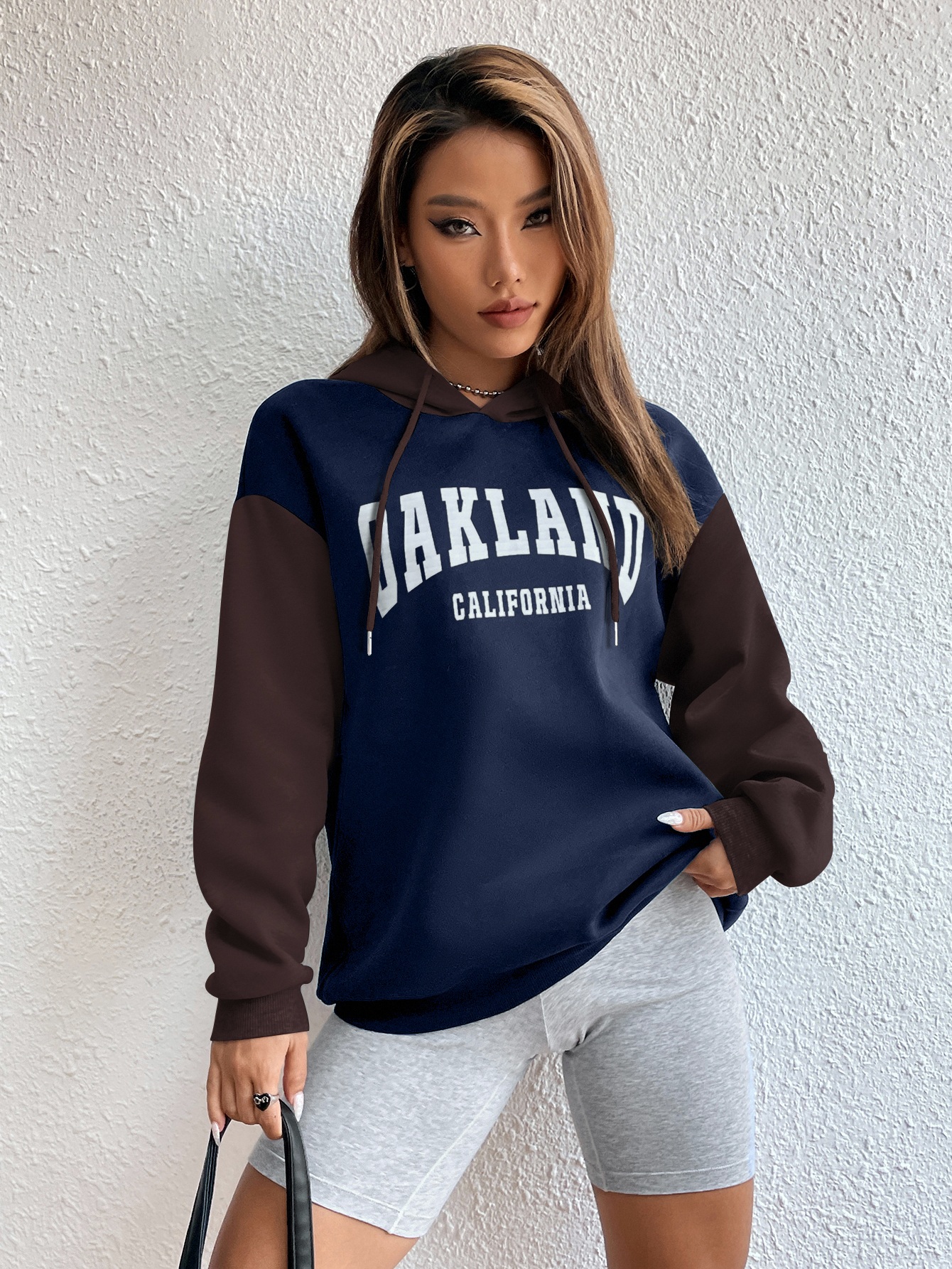 SPS001 Letter Graphic Colorblock Drop Shoulder Drawstring Thermal Hoodie,Long Sleeve Tops Graduation,Back To School Outfits,Graduation,Teacher Outfits For Women,Back To School Pullover Fall Outfit(Can be customized printing)