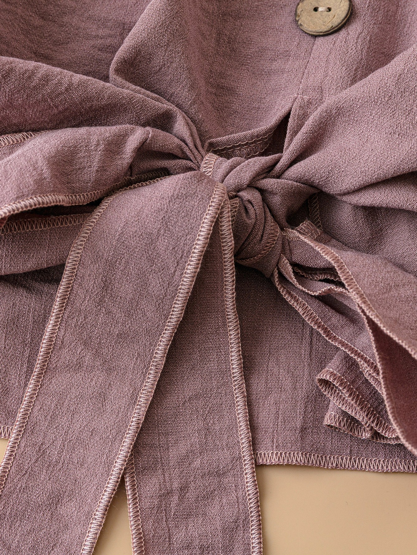 XD602 Casual Solid Color Button Decorated Drawstring Shirt