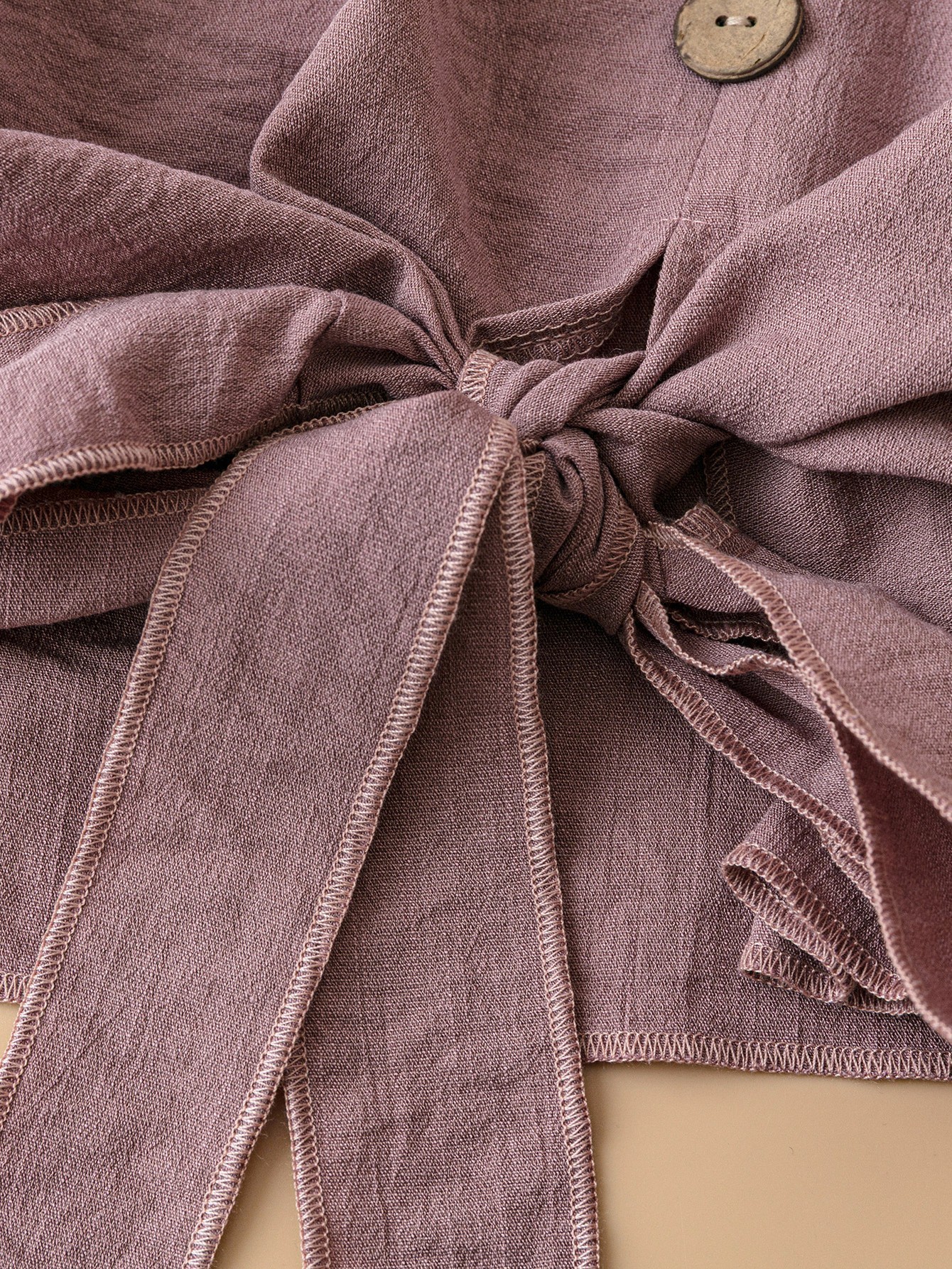 XD602 Casual Solid Color Button Decorated Drawstring Shirt