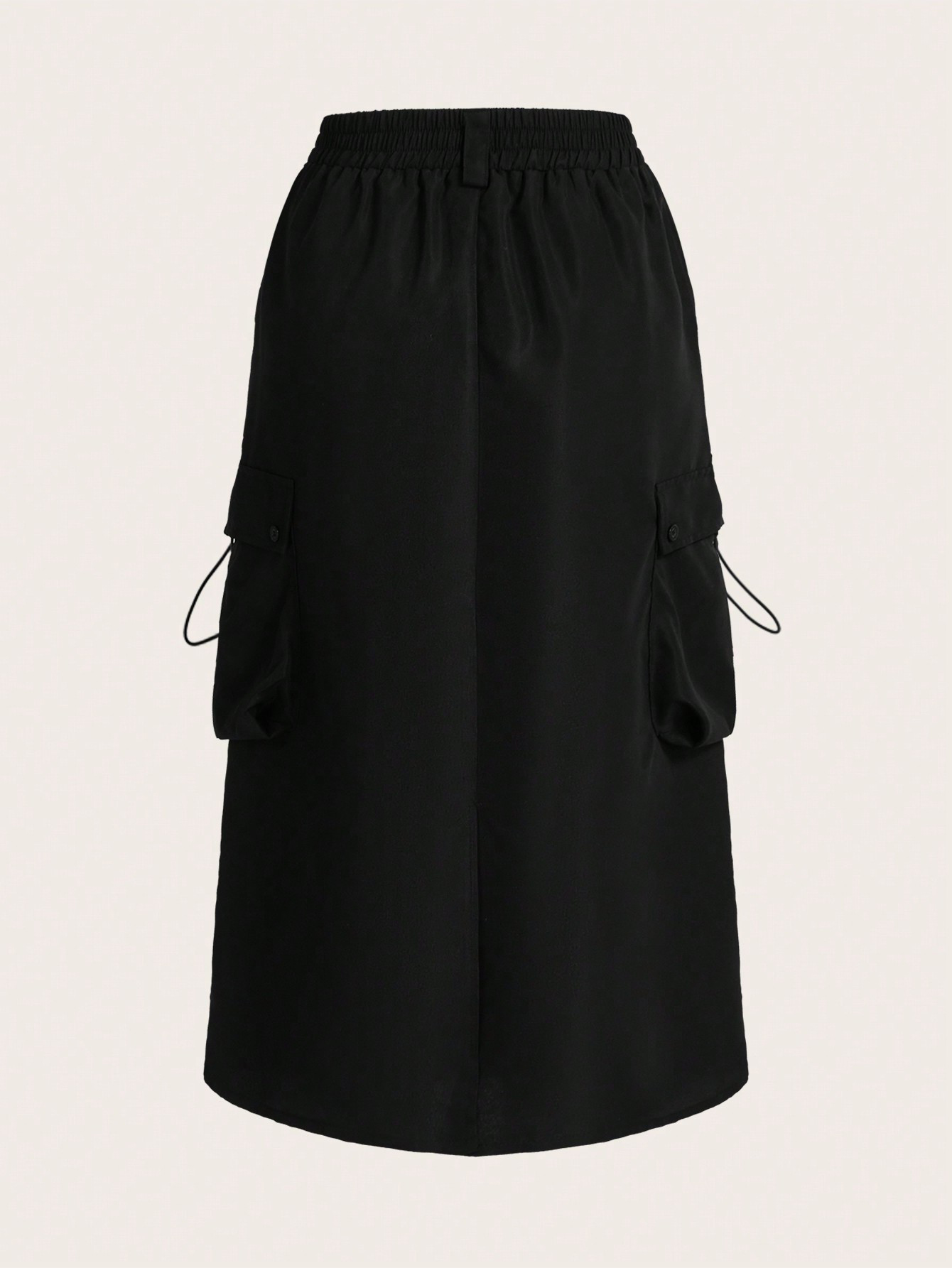 XD242 Women Spring/Summer Leisure Solid Color Drawstring Waist Tooling Skirt