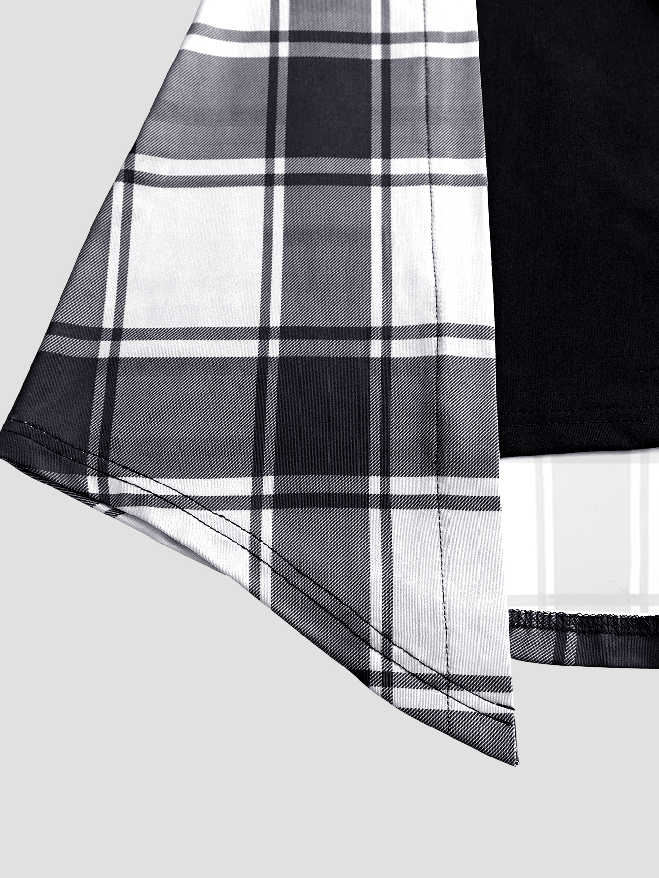 XD054 Women's Summer Asymmetrical Hem Short Sleeve Plaid Patchwork Casual T-Shirt Graphic Tees Women Tops