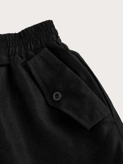 XD242 Women Spring/Summer Leisure Solid Color Drawstring Waist Tooling Skirt