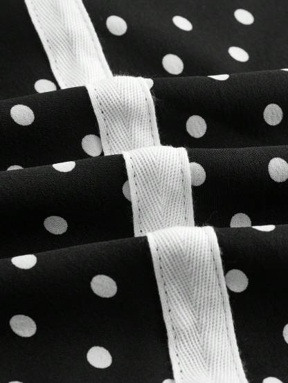 XD204 Women Summer Button Decor Polka Dot Print Halter Neck Tie Waist Dress Maxi Women Outfit