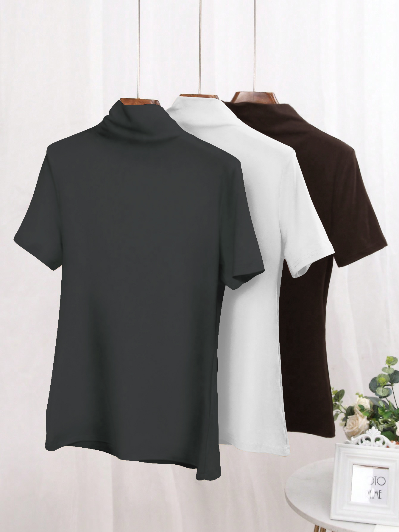 3pcs Mock Neck Tee(Can be customized printing)