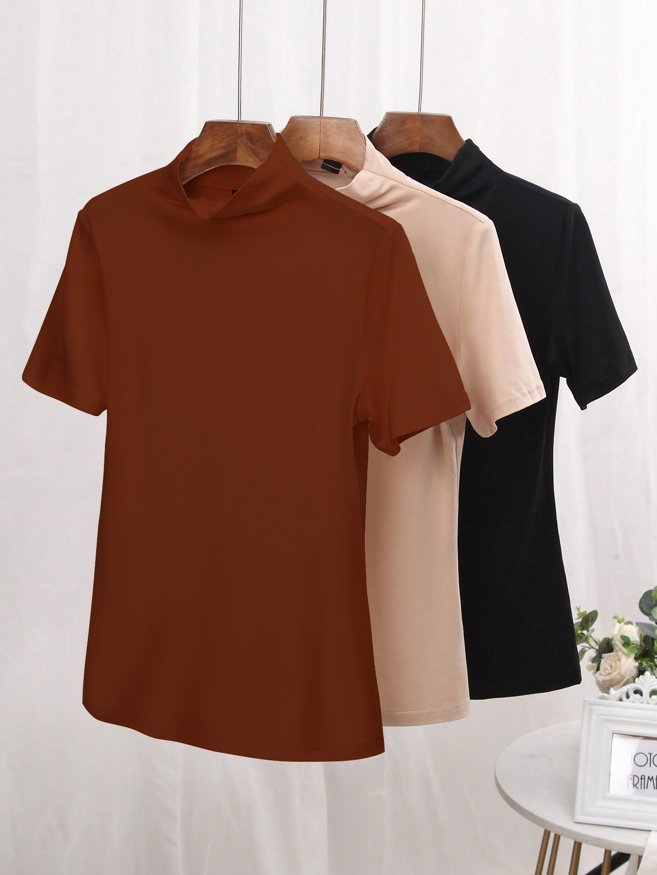 3pcs Mock Neck Tee