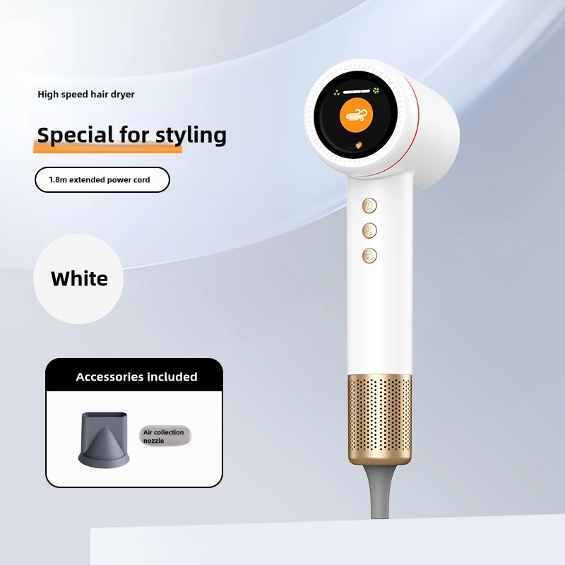 Salon-Grade Hair Dryer With Concentrator, Fast Drying, Frizz Reducing, Low-Noise Design - White