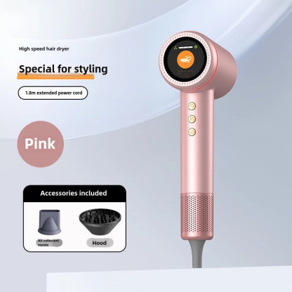 Salon-Grade Hair Dryer, Fast Drying, Frizz Reducing, Low-Noise Design (Concentrator + Diffuser) - Pink