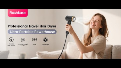 Travel Hair Dryer, Dual Voltage Mini Ionic Blow Dryer for Fast Drying, Compact Lightweight Hair Dryer with Magnetic Diffuser for Home & Travel, Portable Hairdryer International 110-240V (Black)