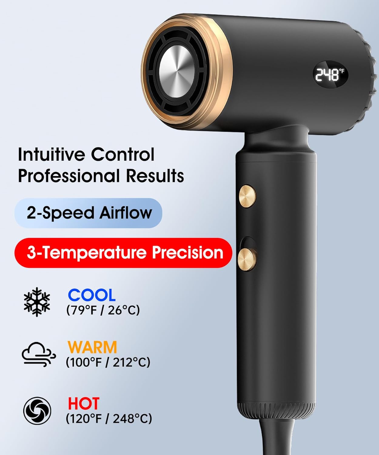 Travel Hair Dryer, Dual Voltage Mini Ionic Blow Dryer for Fast Drying, Compact Lightweight Hair Dryer with Magnetic Diffuser for Home & Travel, Portable Hairdryer International 110-240V (Black)