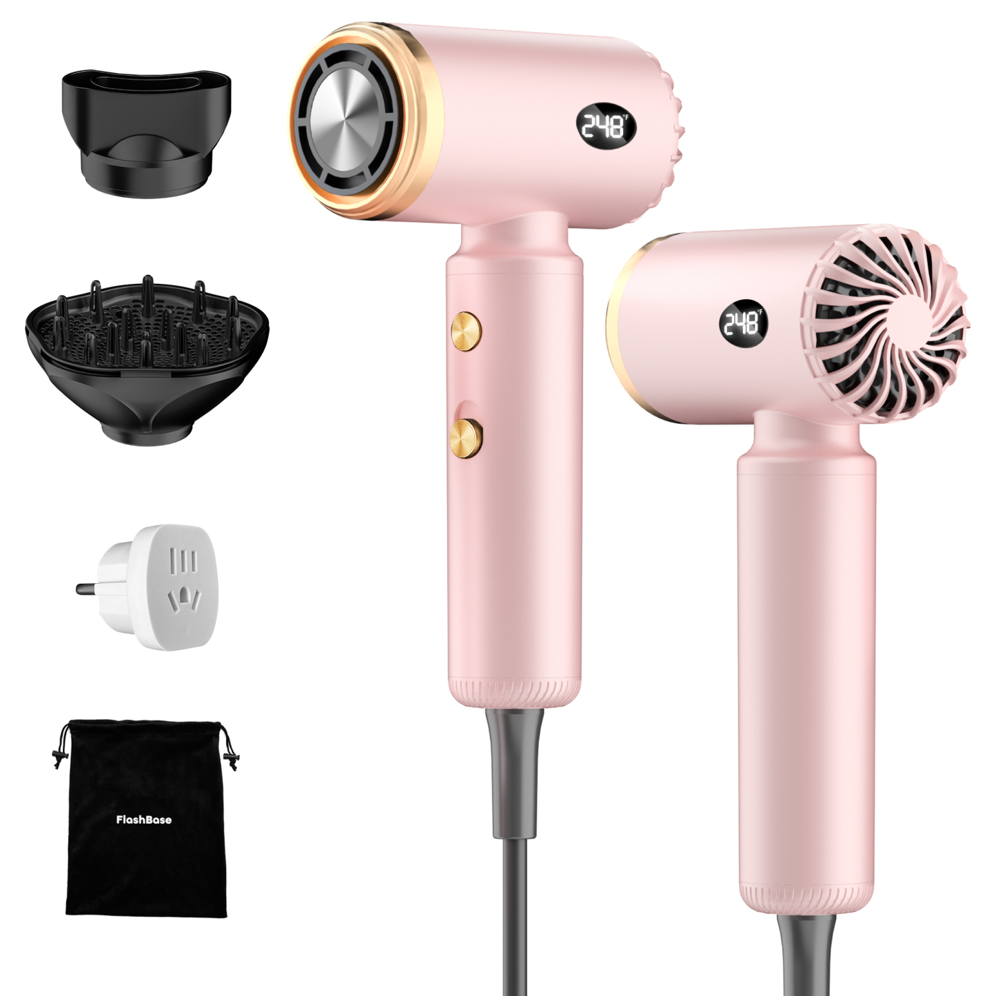 Travel Hair Dryer, Dual Voltage Mini Ionic Blow Dryer for Fast Drying, Compact Lightweight Hair Dryer with Magnetic Diffuser for Home & Travel, Portable Hairdryer International 110-240V (Black)