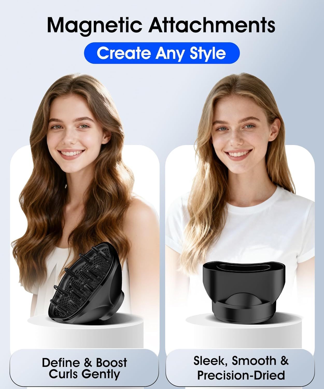 Travel Hair Dryer, Dual Voltage Mini Ionic Blow Dryer for Fast Drying, Compact Lightweight Hair Dryer with Magnetic Diffuser for Home & Travel, Portable Hairdryer International 110-240V (Black)