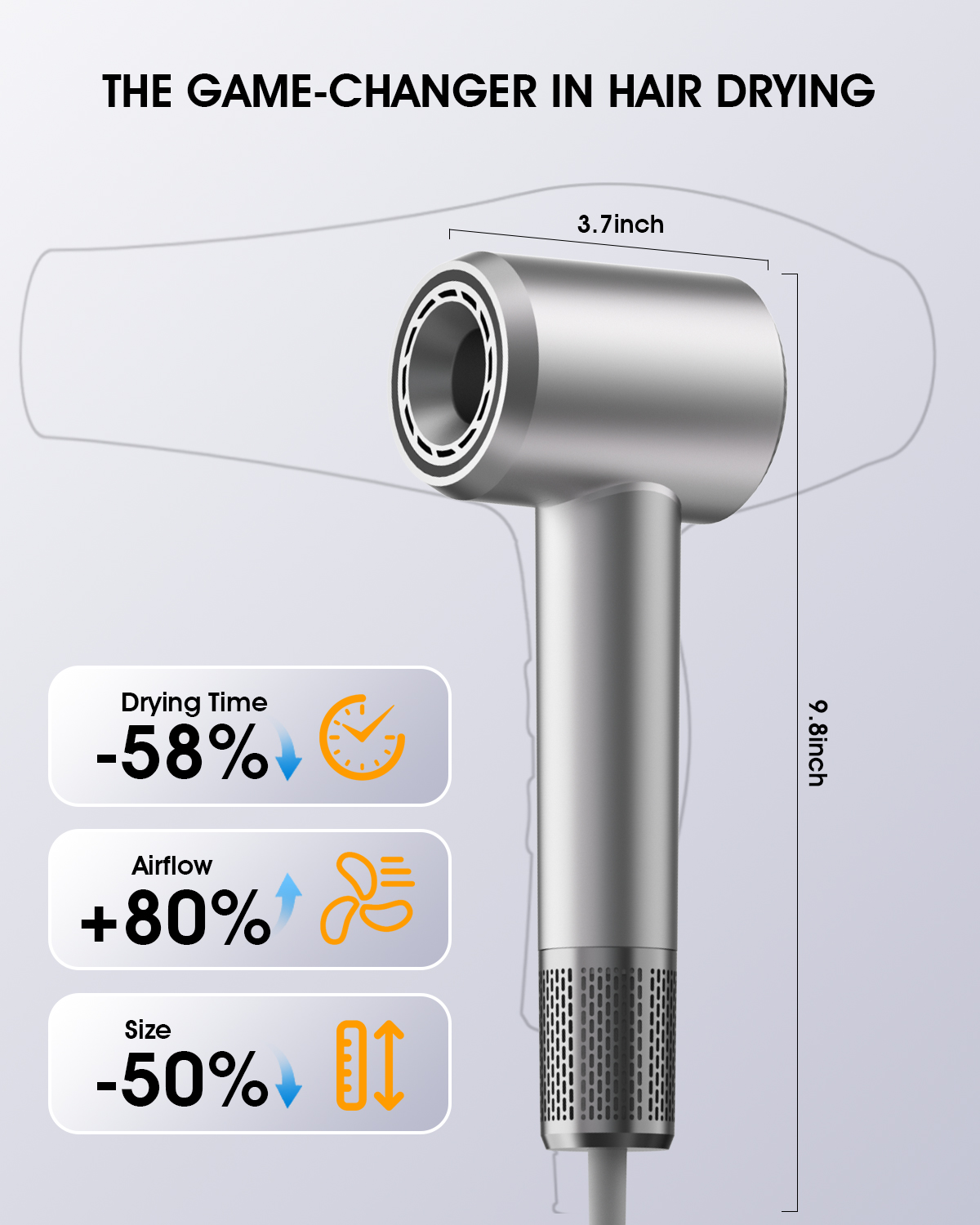 Professional Hair Dryer with Diffuser, 150,000 RPM High-Speed for Fast Drying, 1500W Ionic (Frizz Control), Low Noise, Magnetic Nozzles – Pink