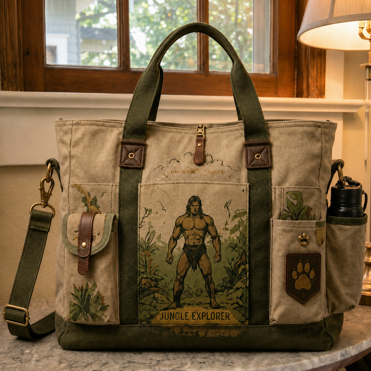 Jungle Explorer Multifunctional Heavy-Duty Canvas Tote Bag