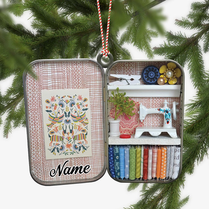 Personalized Sewing Box Christmas Ornament