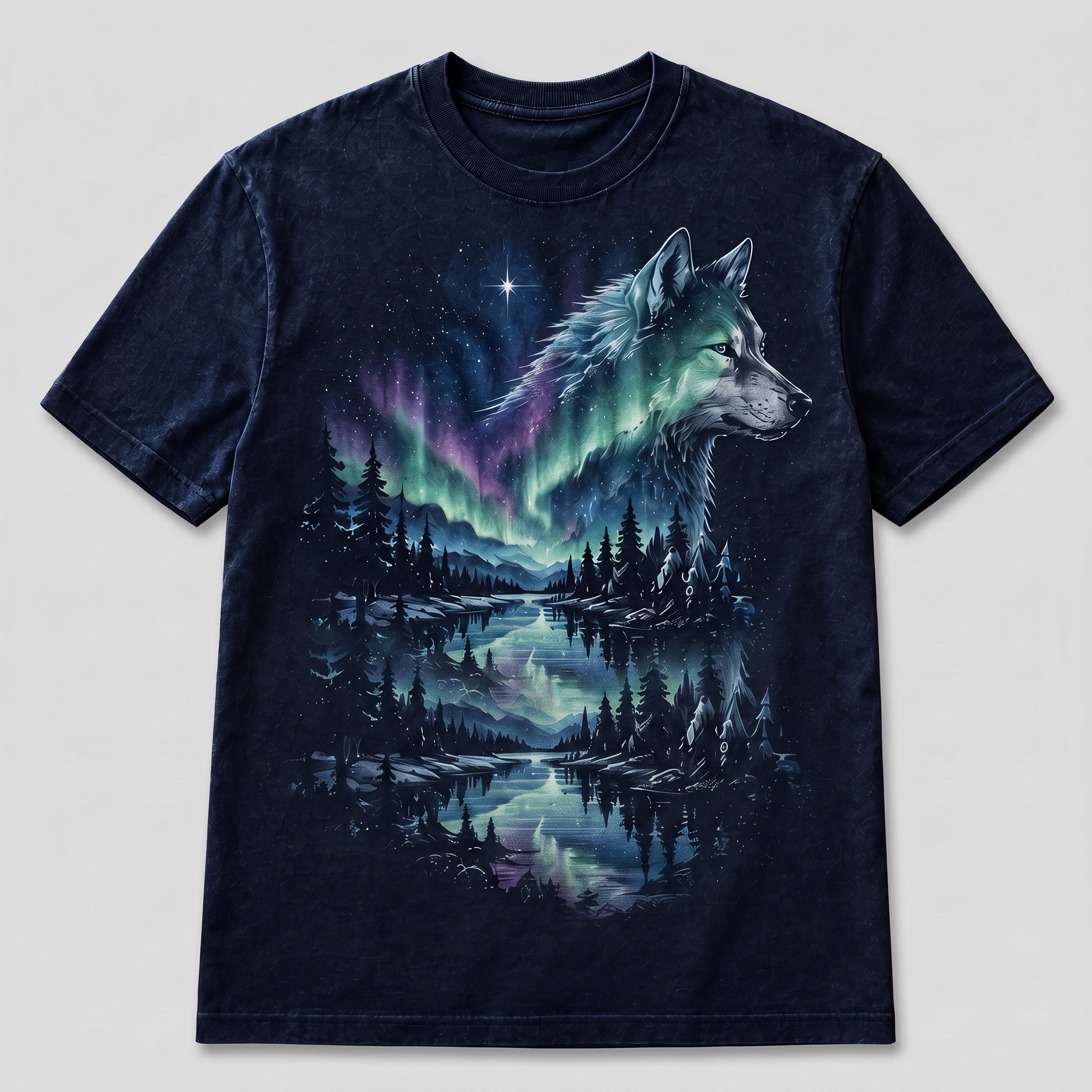 Aurora Northern Wilderness Wolf King Men's T-Shirt