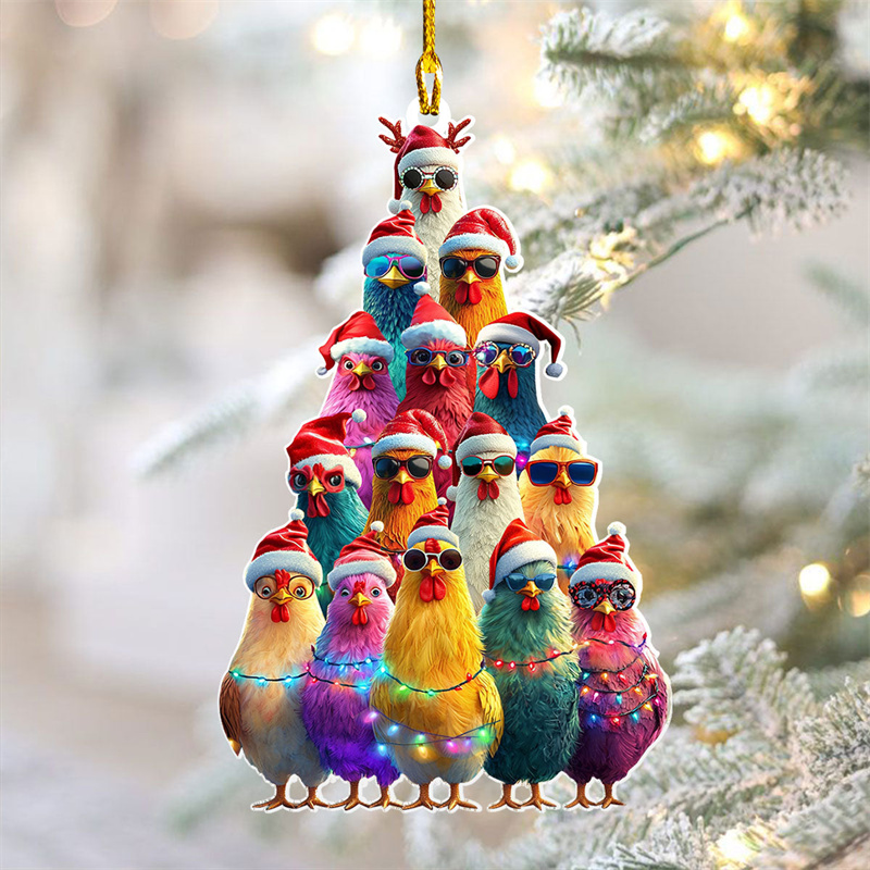 Chicken in sunglasses Ornaments
