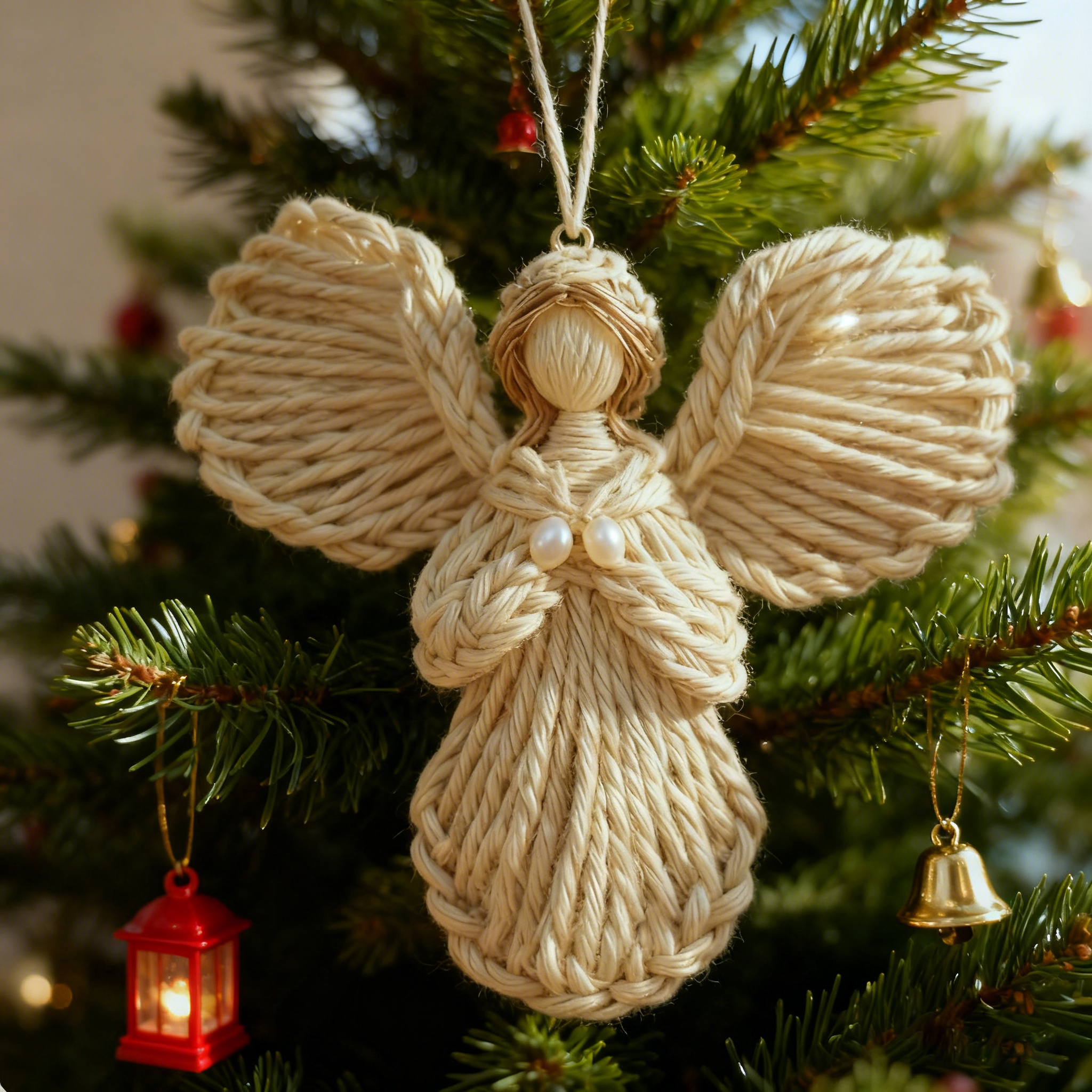 Handmade Yarn Angel Christmas Ornament