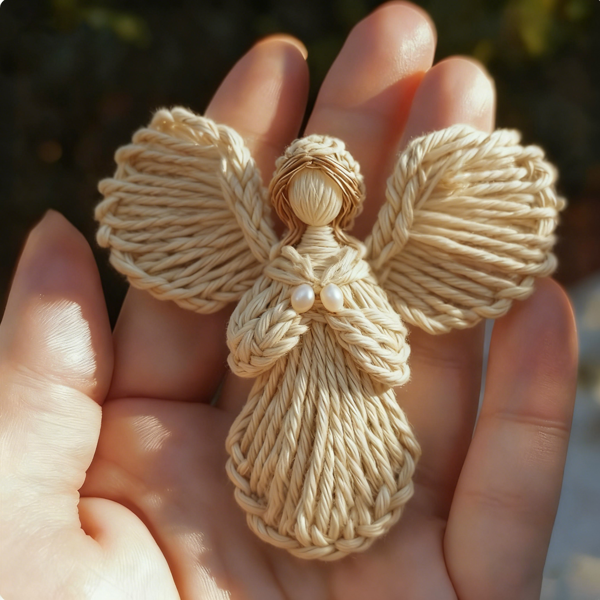 Handmade Yarn Angel Christmas Ornament
