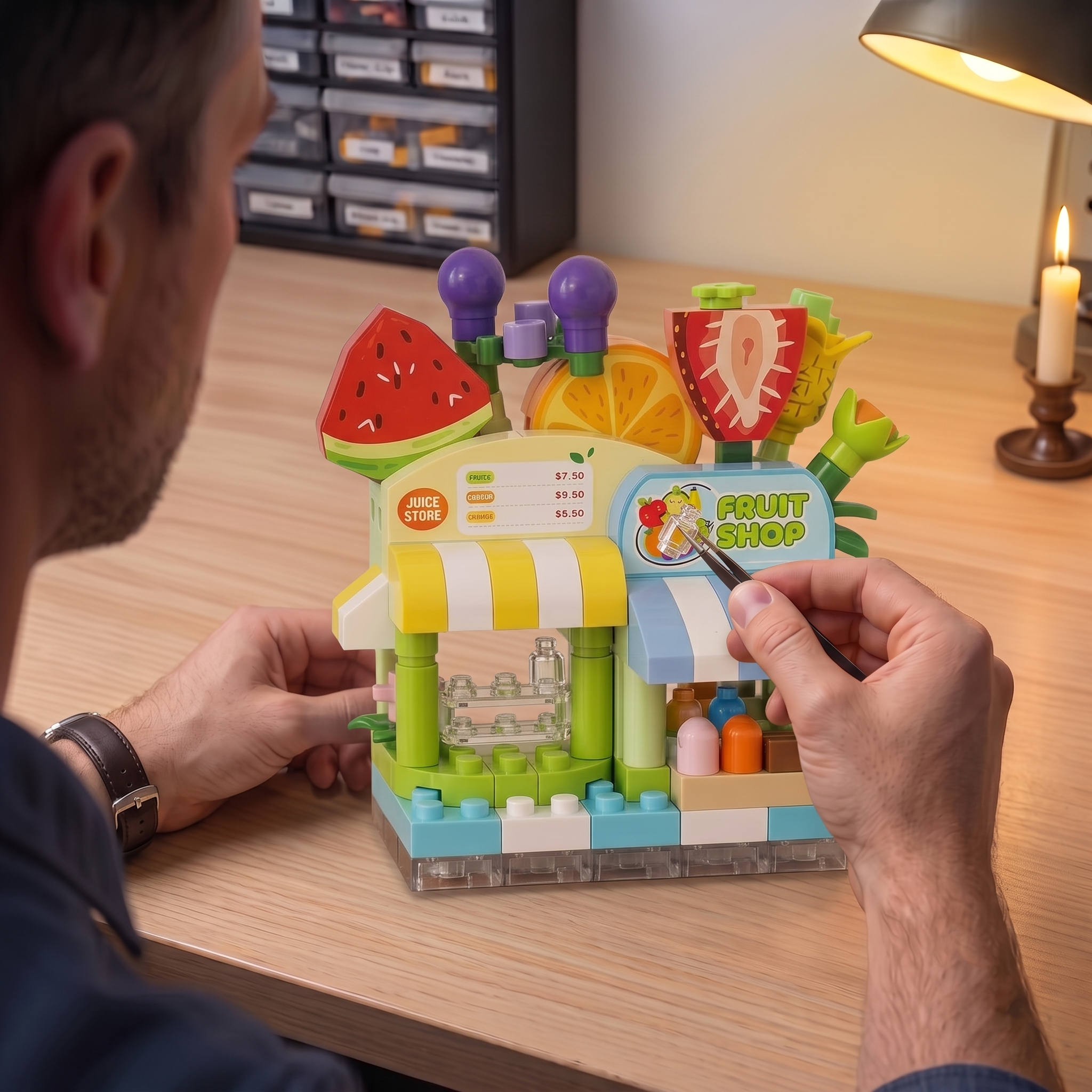 "Fruit Shop & Juice Store" Miniature Streetscape Building Block Set