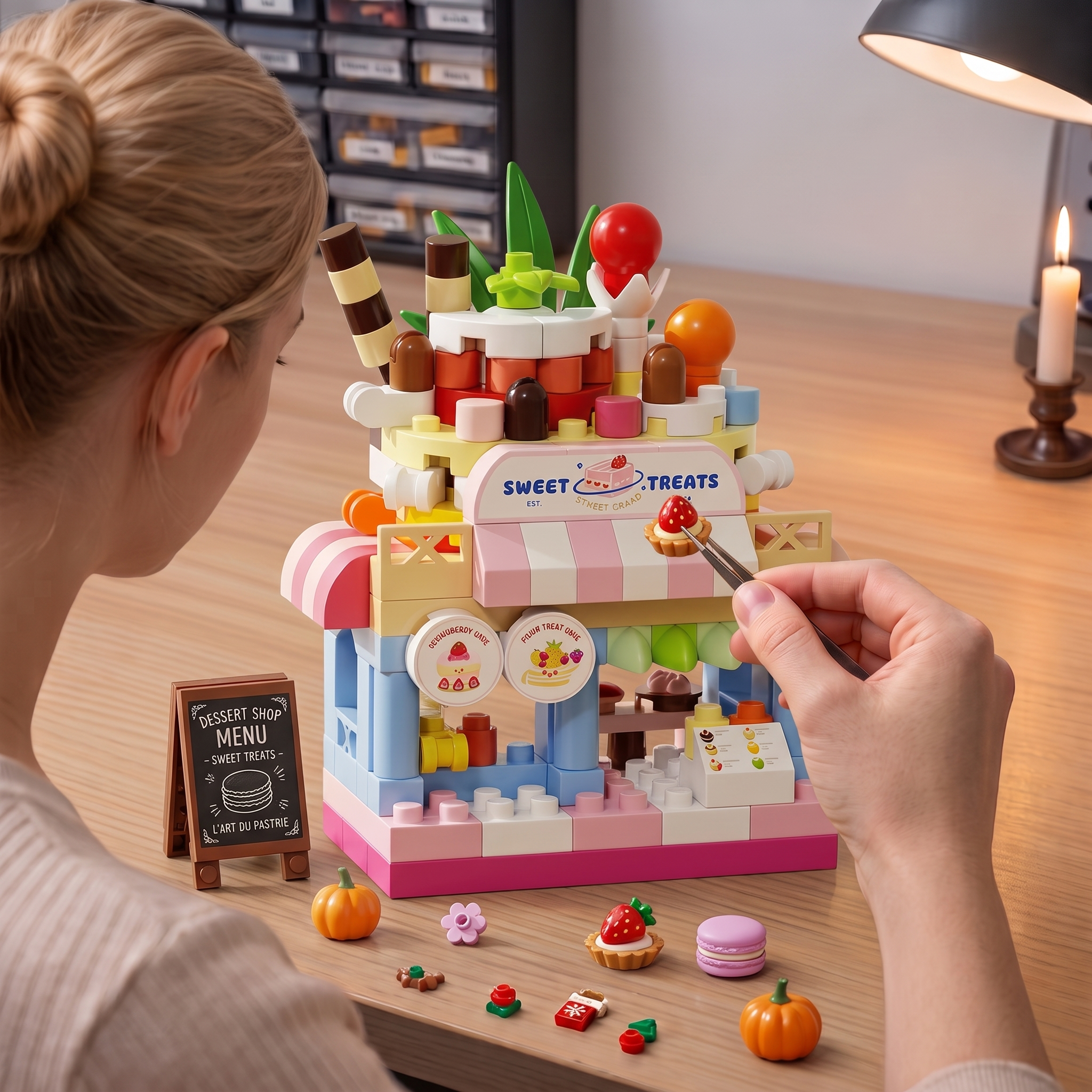 "Sweet Treats Street Cakes" Miniature Street-Scene Building Block Set