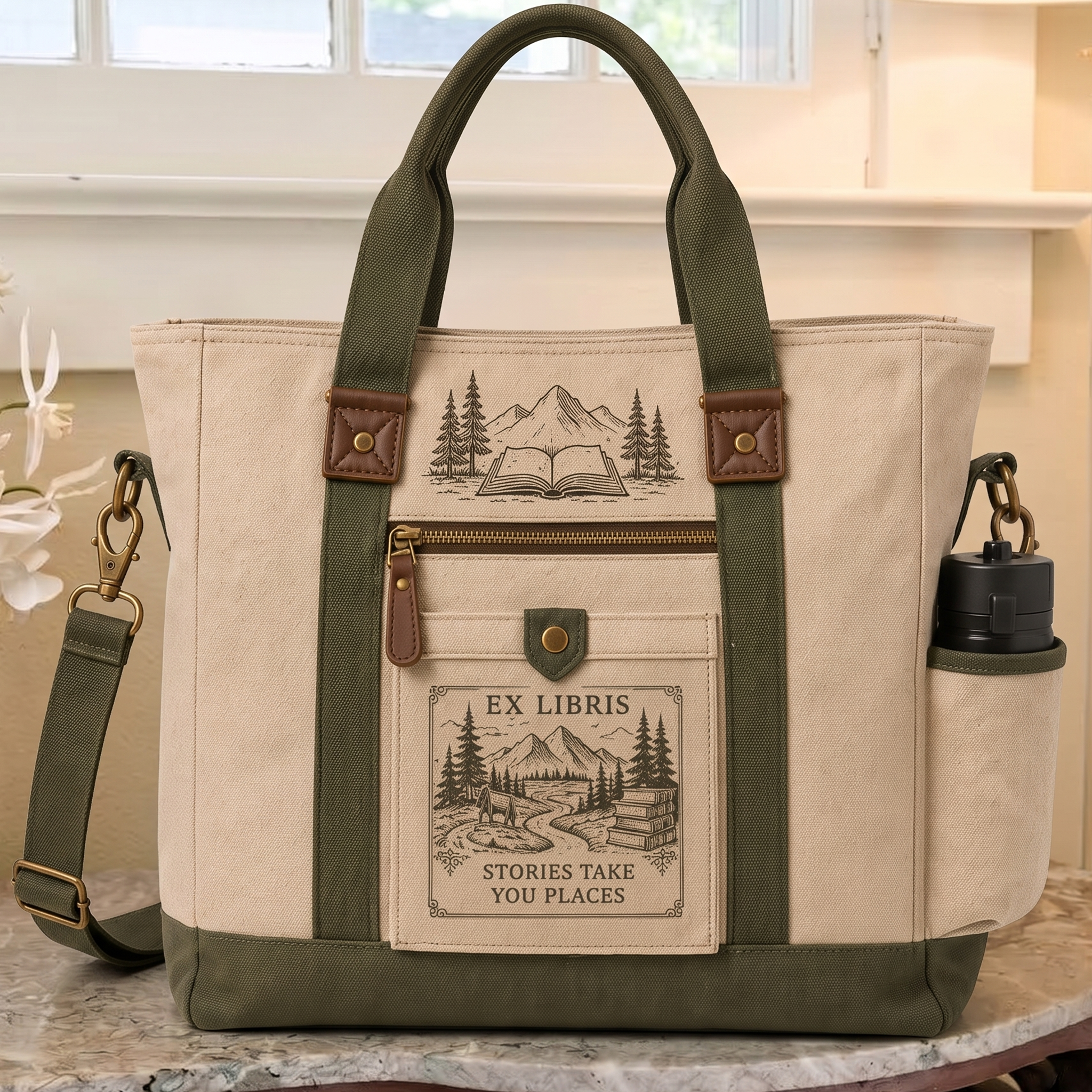 Ex Libris Vintage Multifunctional Canvas Tote Bag