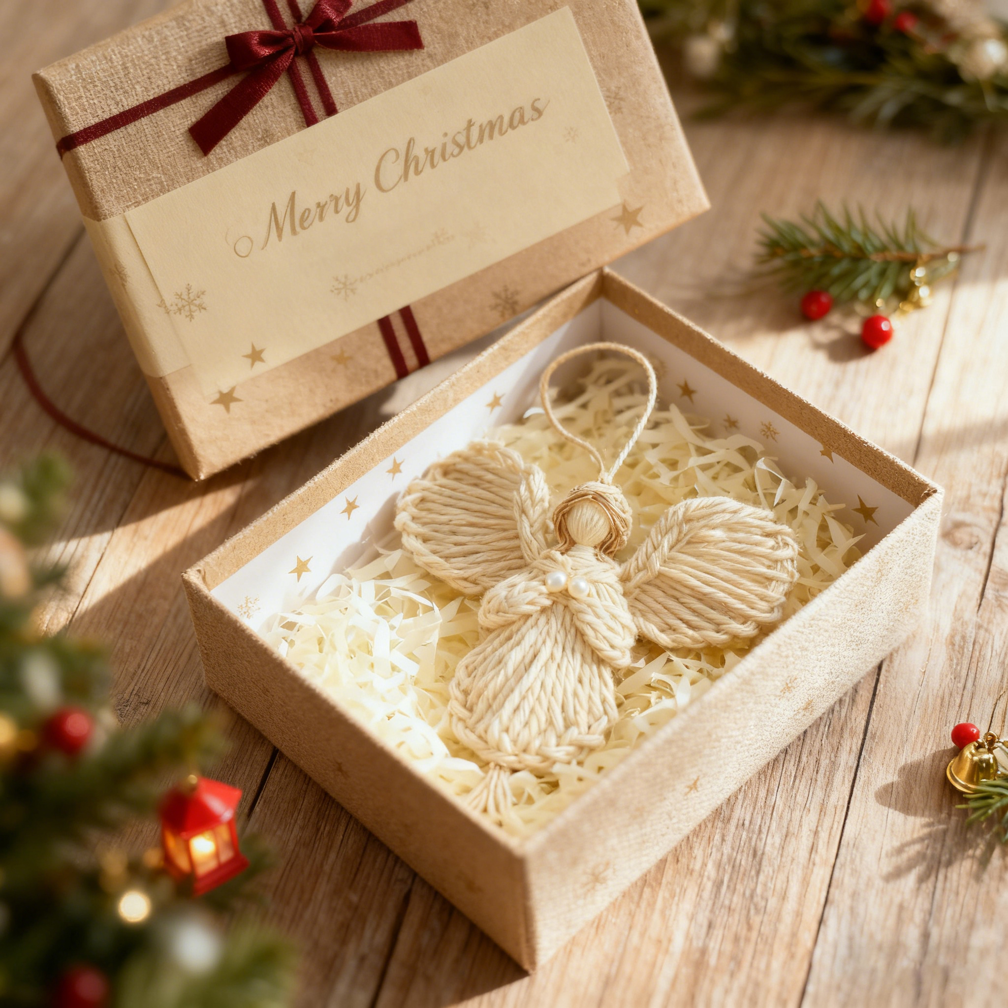 Handmade Yarn Angel Christmas Ornament