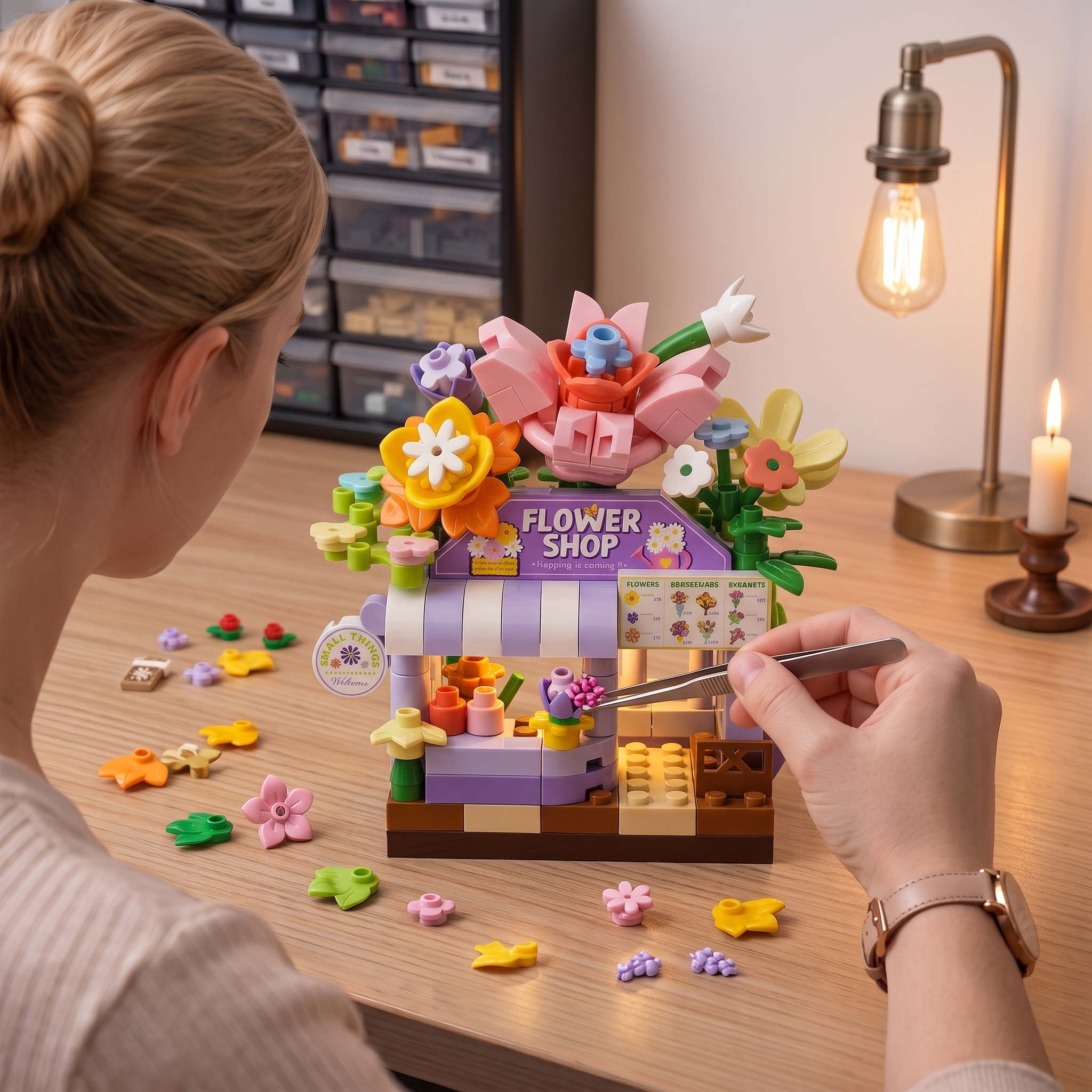 "Romantic Flower Shop" Miniature Streetscape Building Block Set