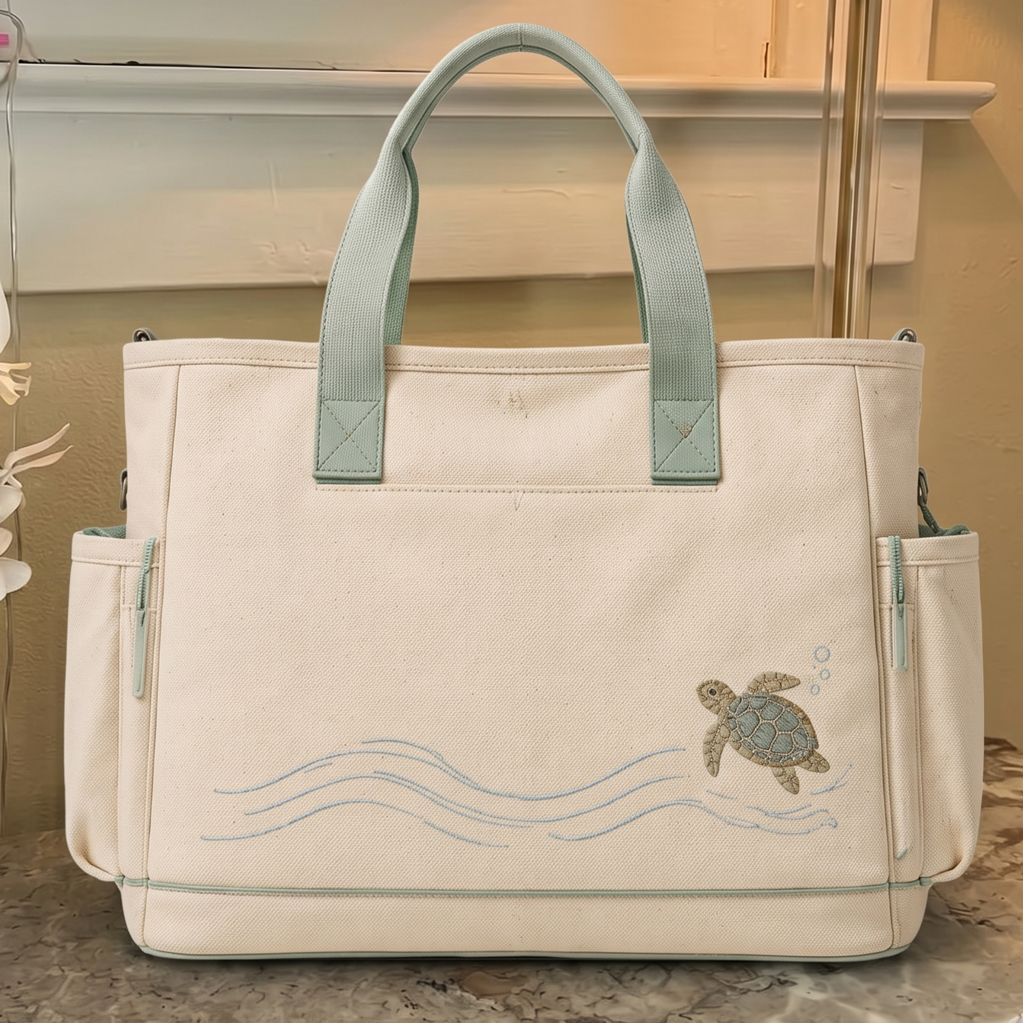 "Cute Deep-Sea Turtle" Multifunctional Canvas Tote Bag