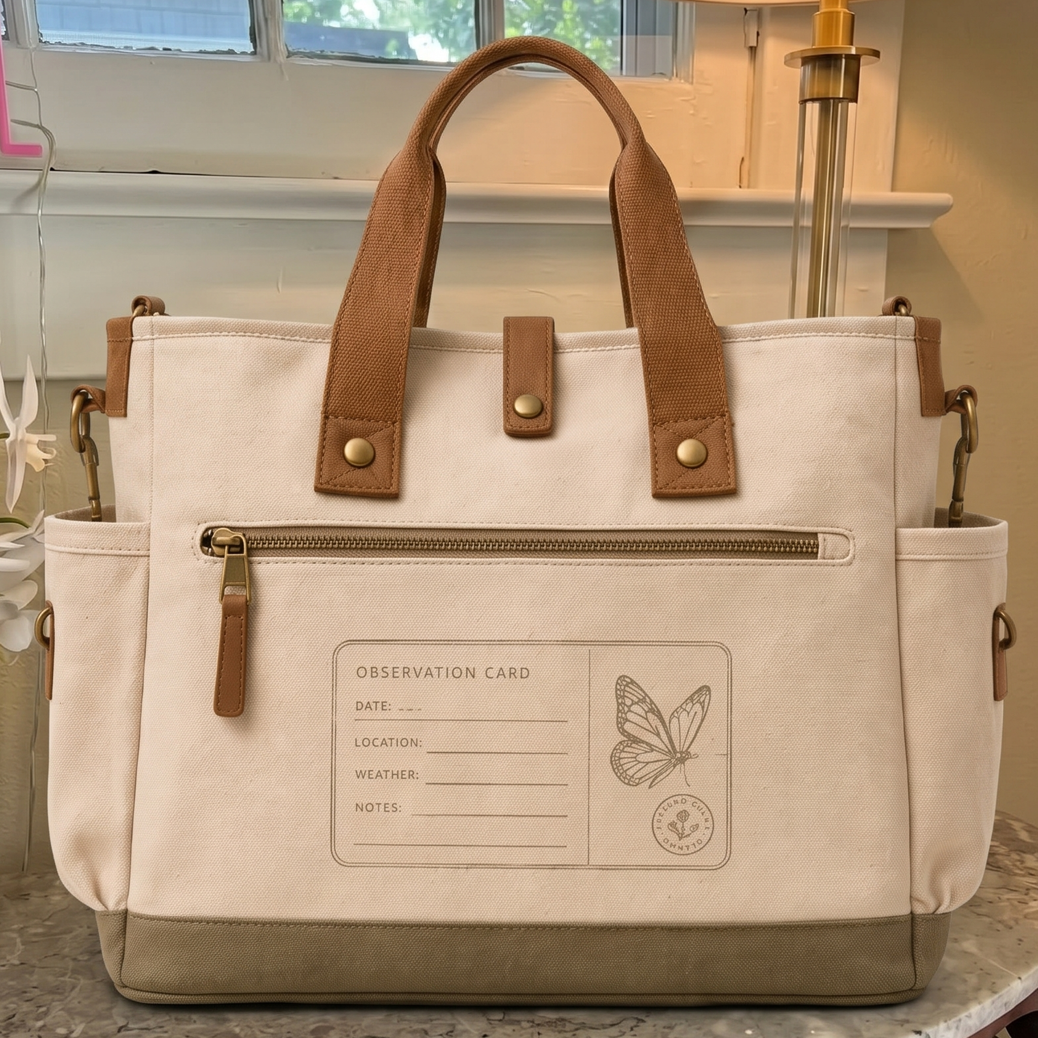 "Monarch Butterfly Observer" Vintage Multi-functional Canvas Tote Bag