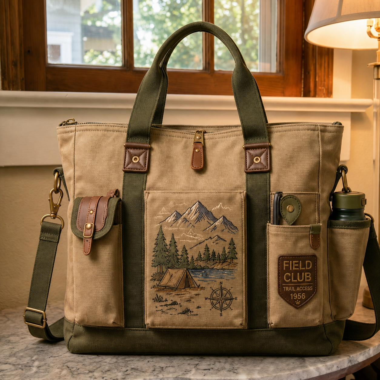 Forest Series Heavy-Duty Multifunctional Canvas Tote Bag 