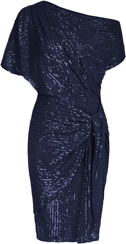Clearance Sale🔥Women's one-shoulder pleated sequined elegant mini dress