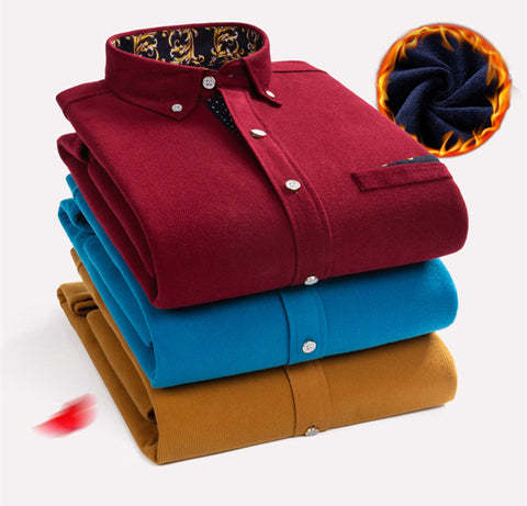 Men's High Quality Corduroy Warm Winter Shirt Thick Fleece