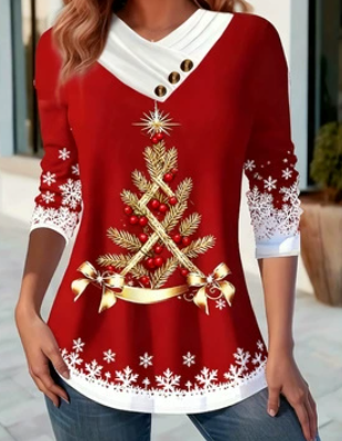 🎄 New Arrivals🔥2025 New Christmas Women's Scarf Collar Long-Sleeve T-Shirt/Sweatshirt