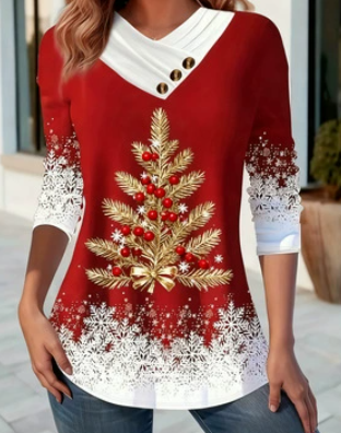 🎄 New Arrivals🔥2025 New Christmas Women's Scarf Collar Long-Sleeve T-Shirt/Sweatshirt