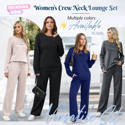 ⏰LAST DAY 45% OFF - Women’s Crew Neck Lounge Set - Soft Cotton Top & Drawstring Pants