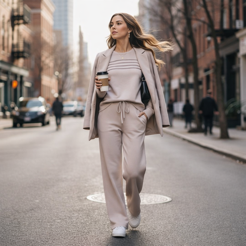 ⏰LAST DAY 45% OFF - Women’s Crew Neck Lounge Set - Soft Cotton Top & Drawstring Pants