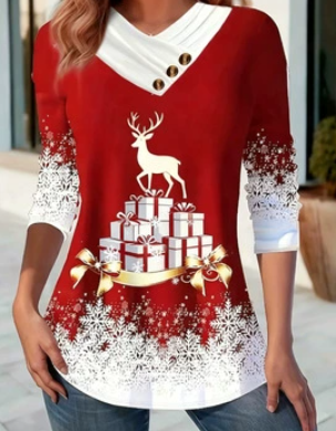 🎄 New Arrivals🔥2025 New Christmas Women's Scarf Collar Long-Sleeve T-Shirt/Sweatshirt