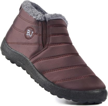 Unisex Waterproof Winter Ankle Boots – Fleece-Lined, Slip-On Design with Non-Slip Sole for Cold Weather Comfort