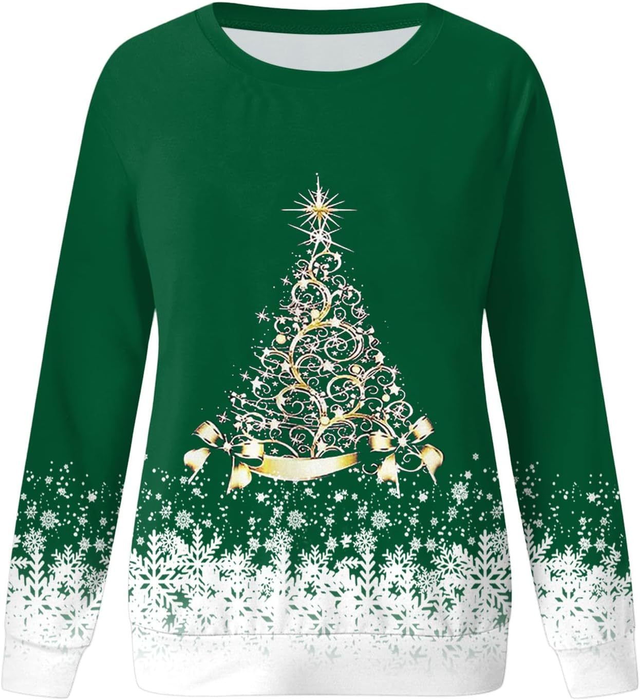 🎄 New Arrivals🔥New Christmas Round Neck Pullover Long-Sleeve T-Shirt with Christmas Tree Print