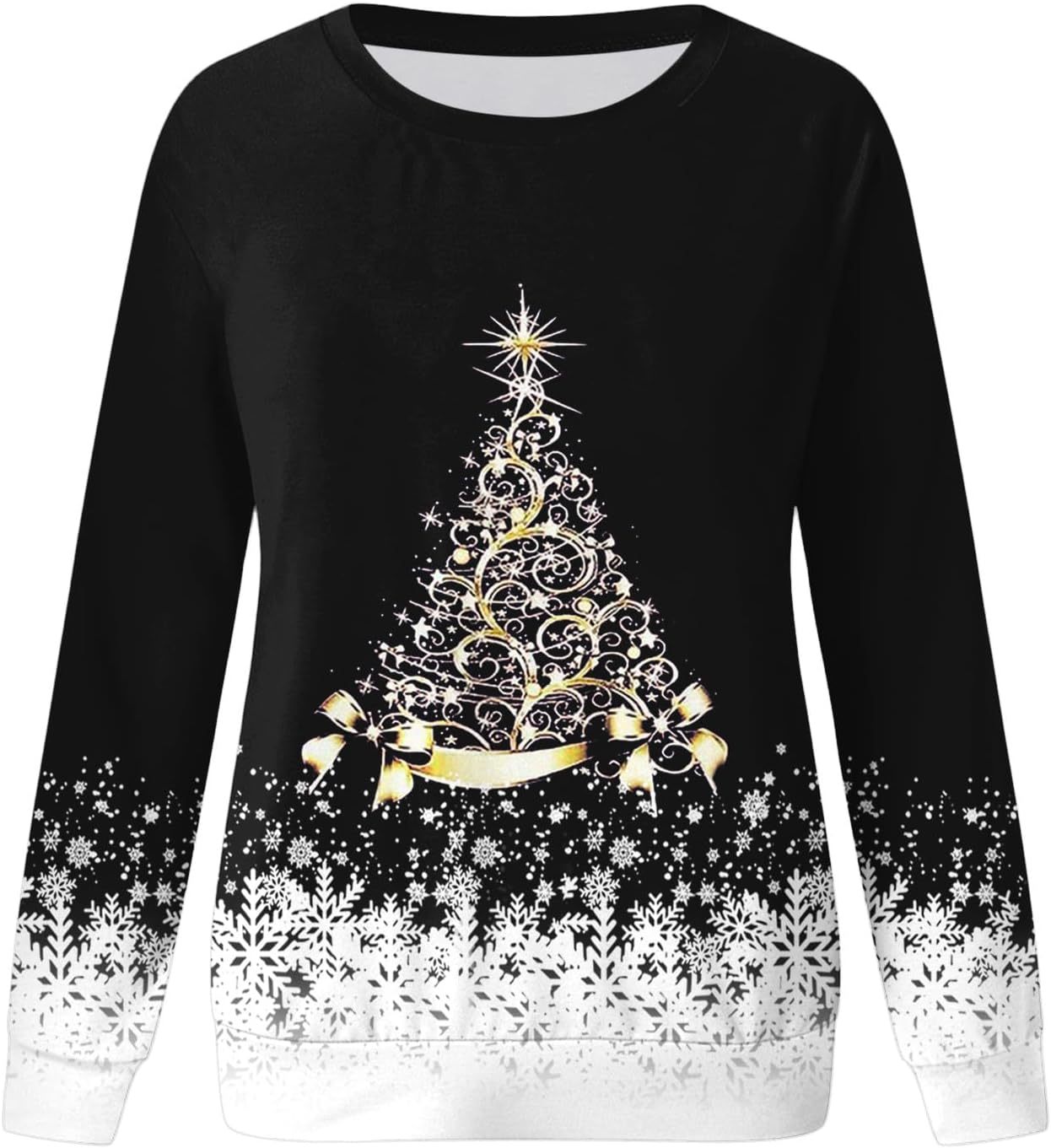 🎄 New Arrivals🔥New Christmas Round Neck Pullover Long-Sleeve T-Shirt with Christmas Tree Print