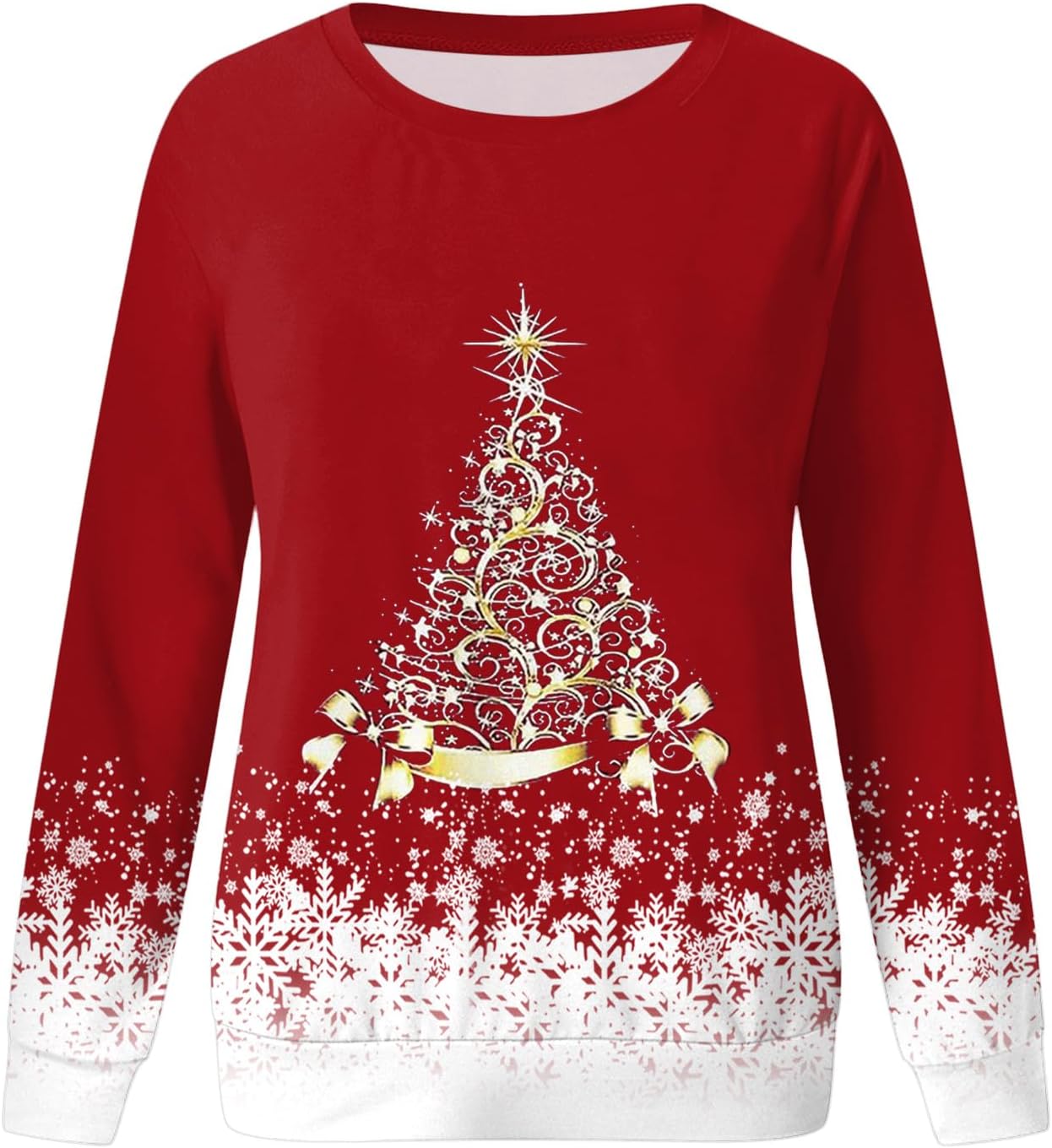 🎄 New Arrivals🔥New Christmas Round Neck Pullover Long-Sleeve T-Shirt with Christmas Tree Print