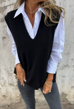 🎁New Arrival!🔥 Autumn/Winter Casual V-neck Knitted Solid Color Sweater, Versatile Basic Vest