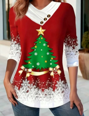🎄 New Arrivals🔥2025 New Christmas Women's Scarf Collar Long-Sleeve T-Shirt/Sweatshirt