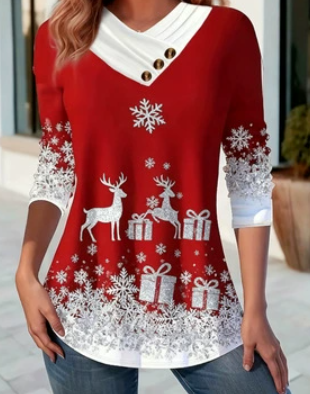 🎄 New Arrivals🔥2025 New Christmas Women's Scarf Collar Long-Sleeve T-Shirt/Sweatshirt