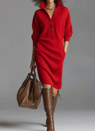 🎁Clearance Sale🔥 Mid-length sweater dress (Buy more, save more)