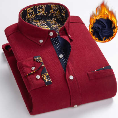 Men's High Quality Corduroy Warm Winter Shirt Thick Fleece
