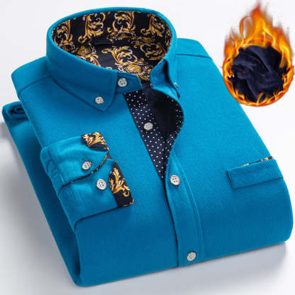 Men's High Quality Corduroy Warm Winter Shirt Thick Fleece